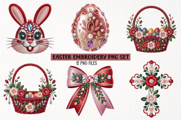 Easter Embroidery PNG Set Review for Merch